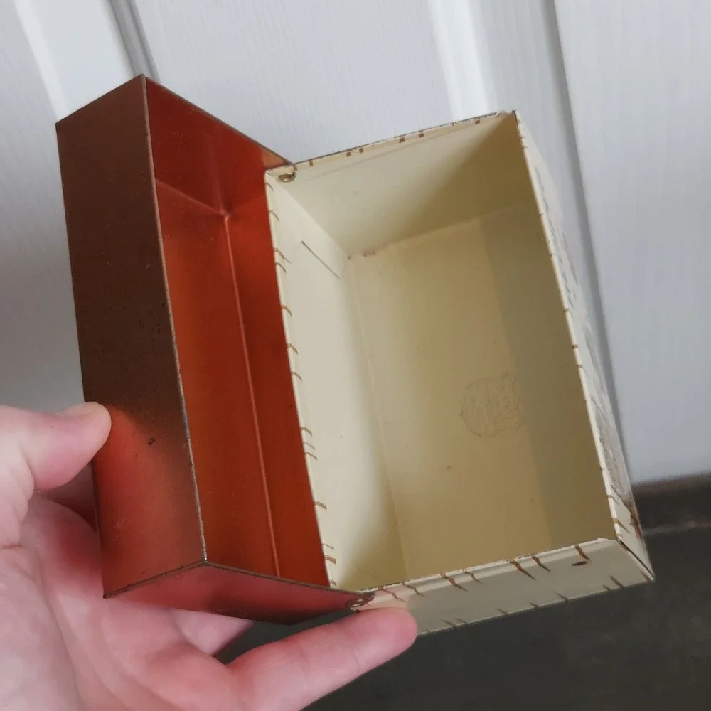 Vintage J Chein Co Metal Recipe Box Americana Eagle Kettle 1776 Made in USA - Picture 2 of 8